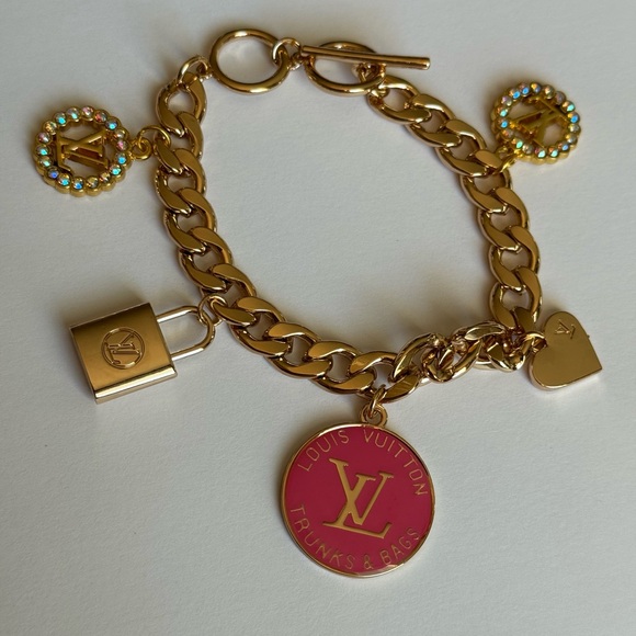 Louis Vuitton Gold Bracelet with Pink Charms - Picture 1 of 5